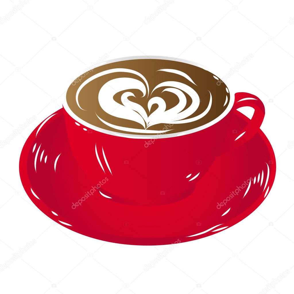 Red cup coffee, insulated on white background raster
