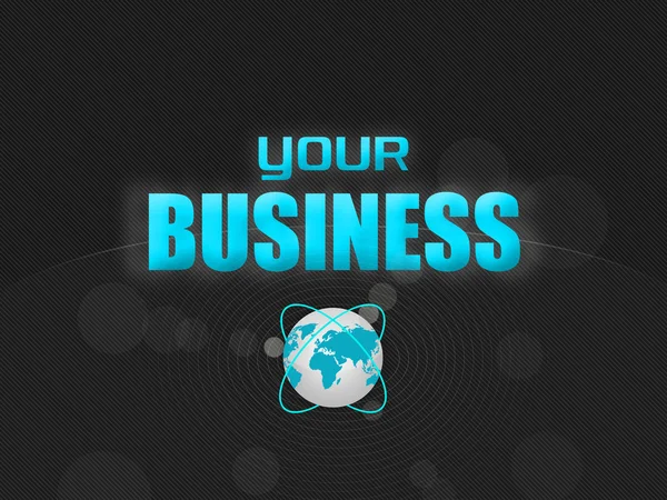 Sötét háttér előtt világos kék szöveget a vállalkozás és a Föld gömb — Stock Fotó