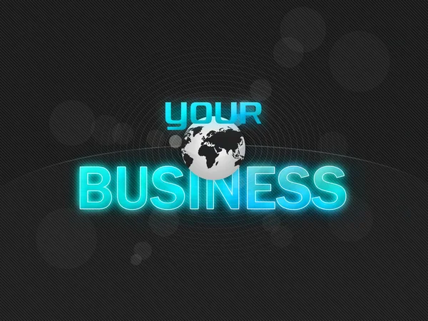 Σκούρο φόντο, με ελαφρύ μπλε κείμενο επιχειρήσεων και γη-globe — Φωτογραφία Αρχείου