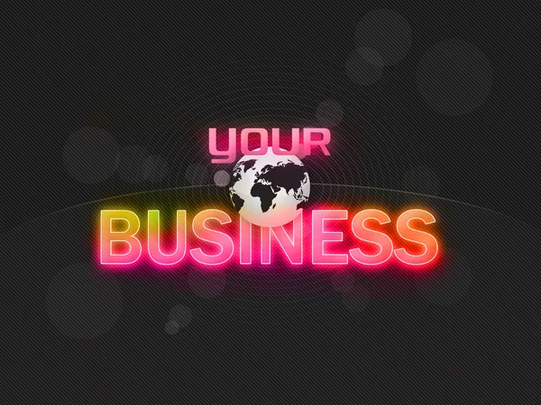 Σκούρο φόντο με φως ροζ κείμενο επιχειρήσεις και γη-globe — Φωτογραφία Αρχείου