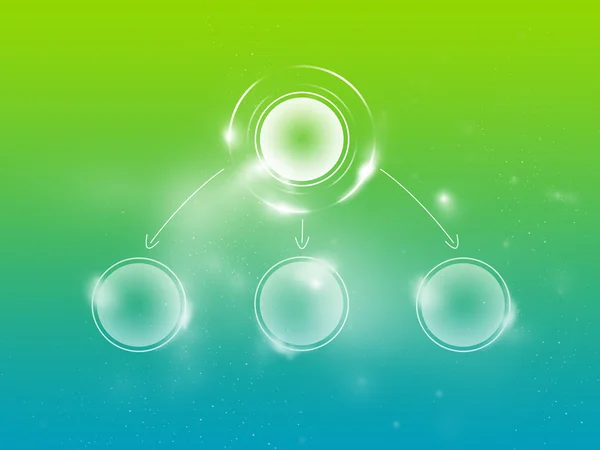 Grün-cyanblau klares Schema zur Vervollständigung der Daten, 1 Primär- und 3 Sekundärdaten — Stockfoto