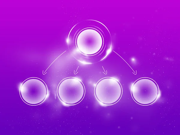 Фиолетовая прозрачная схема для завершения данных, 1 первичная и 4 вторичные — стоковое фото
