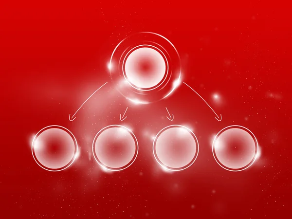 Красная прозрачная схема для завершения данных, 1 первичная и 4 вторичные — стоковое фото
