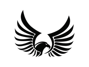 Eagle Hawk Falcon - Two Wings - Black version, vector clipart