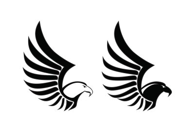 Eagle Hawk Falcon Sing, Black and White vector, bird
