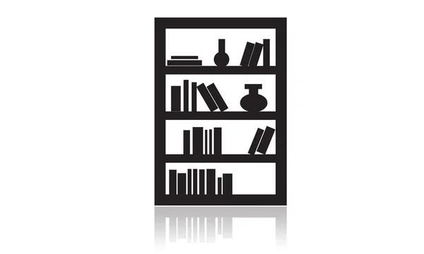 Icono de la biblioteca, icono de los muebles, oficina, casa, objeto interior — Vector de stock