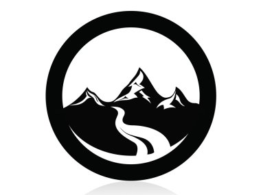 Mountain in circle logo,icon,sign,vector clipart