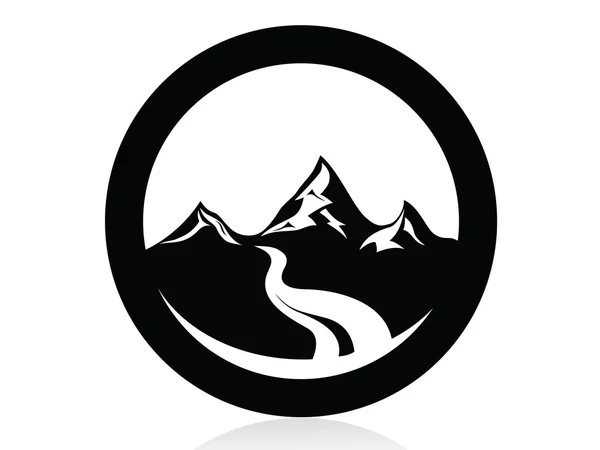 Berg im Kreis Logo, Symbol, Zeichen, Vektor — Stockvektor