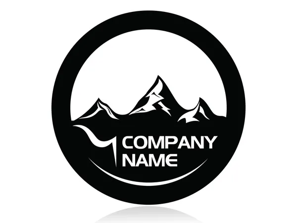 Picos de montanha em círculo logotipo, ícone, sinal, vetor —  Vetores de Stock