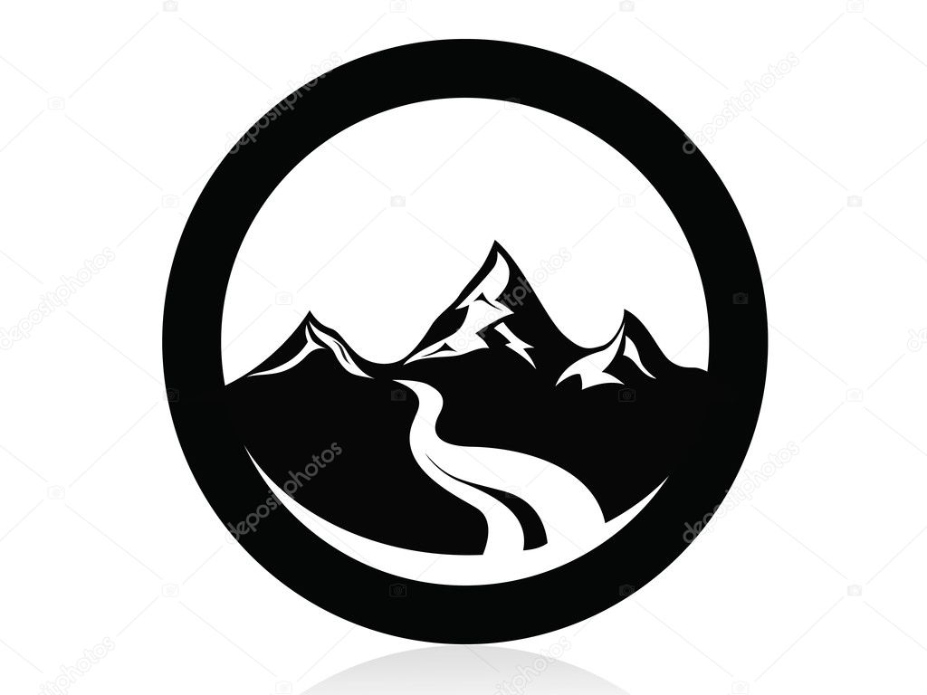 Mountain in circle logo,icon,sign,vector