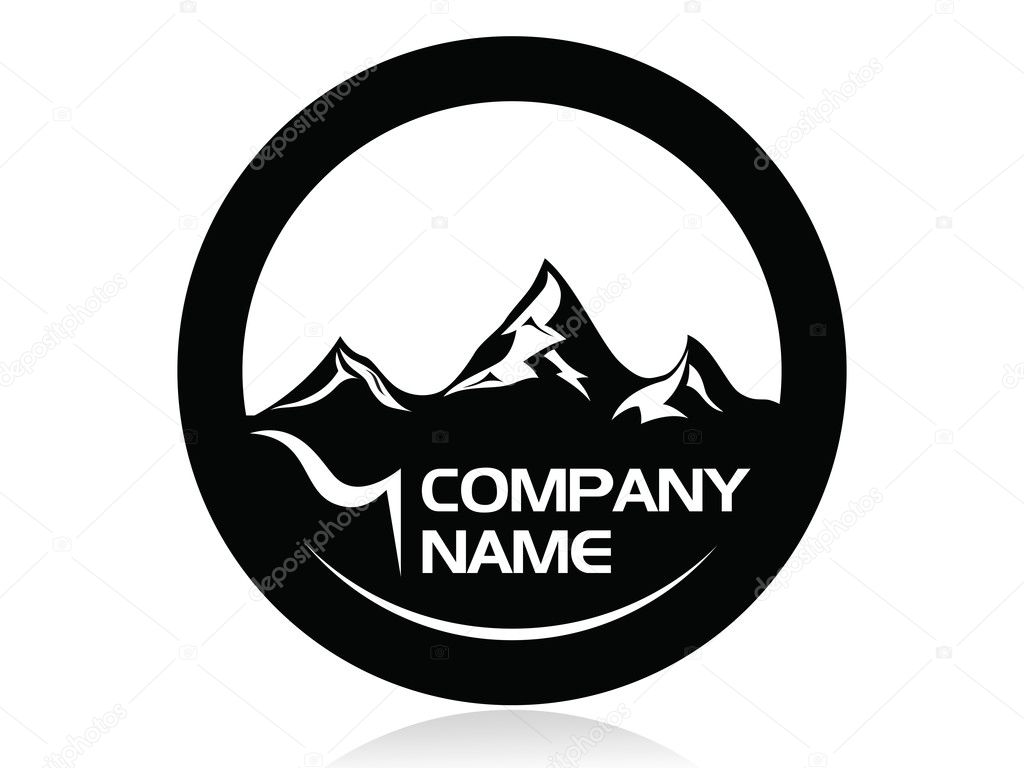 Mountain peaks in circle logo,icon,sign,vector