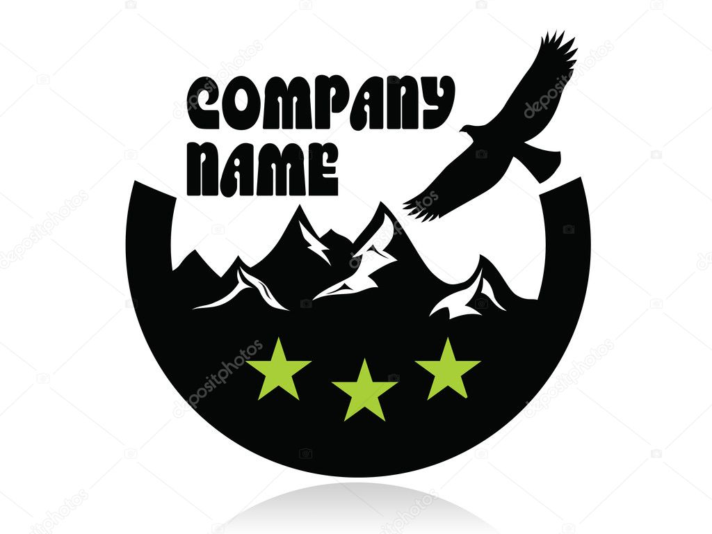 Mountain peaks and eagle in semicircle,logo,icon,sign,vector