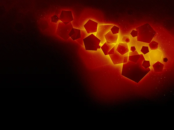 Gelb-rotes Feuerfünfeck, schwarzer Streifenhintergrund oraigo-b bc — Stockfoto
