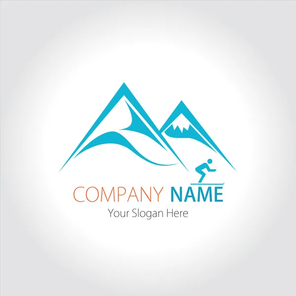 Şirket (iş) logo tasarımı, vektör, dağlar ve Kayak — Stok Vektör