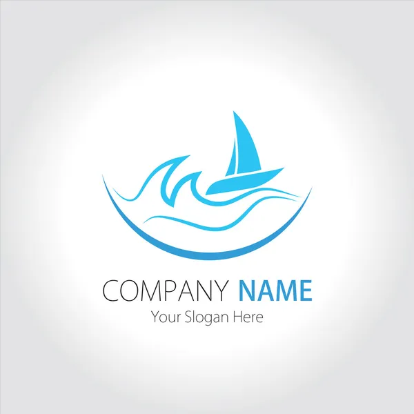 Company (Business) Logo Design, Vector, Sea and Sailing Ship — Stock Vector