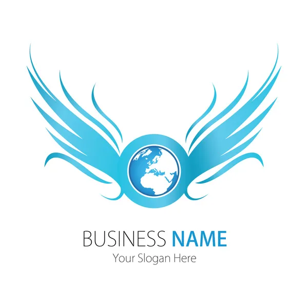 Εταιρεία (επιχειρηματικό) λογότυπο σχεδιασμό, διάνυσμα, φτερά, γη — Διανυσματικό Αρχείο