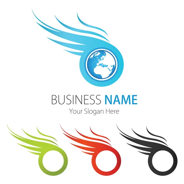 Company (Business) Logo Design, Vector, Wings, Earth — Stock Vector