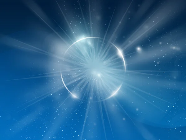 Universo azul backgound, estrelas, anel de chama — Fotografia de Stock