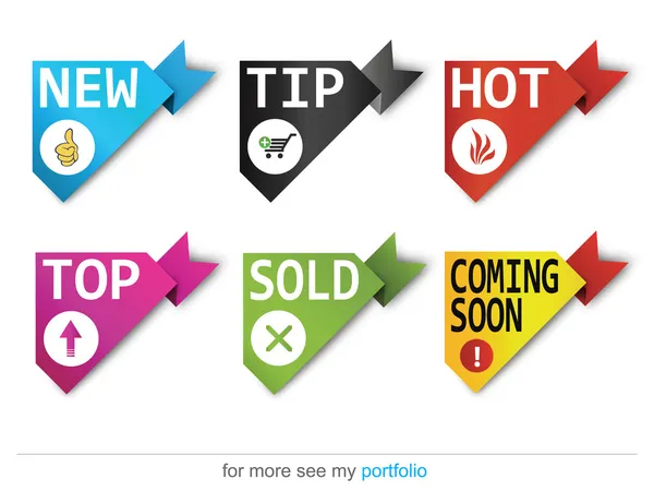 Rohové stuhy - sign-symbol vektor - nové, prodávané, horký, prodej — Stockový vektor