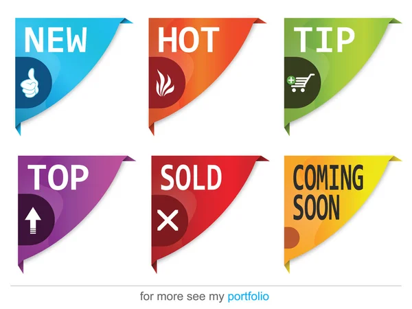 Hoek linten - teken-symbool-vector - nieuwe, verkocht, warm, verkoop — Stockvector
