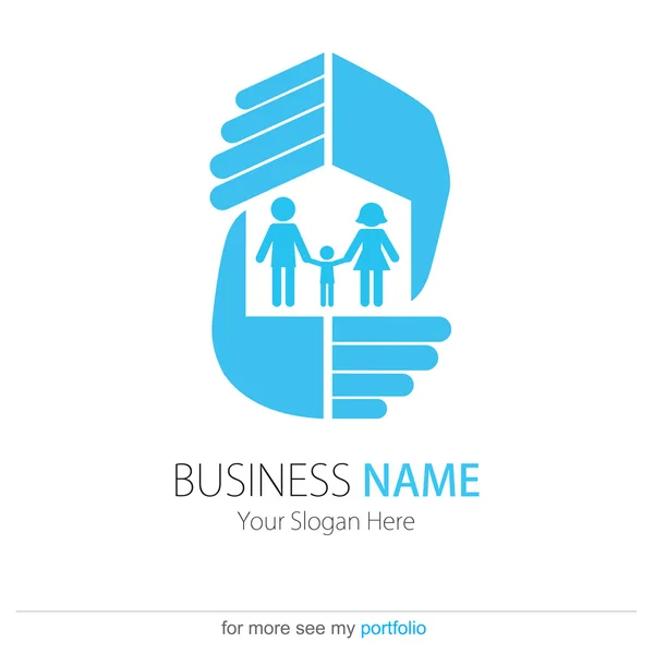 Empresa (Negócios) Logo Design, Vetor, Povos, Família, Mãos, Proteção — Vetor de Stock