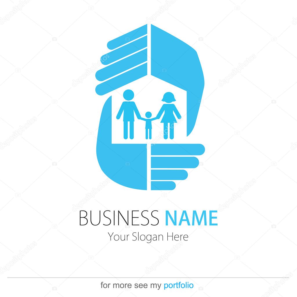 Company (Business) Logo Design, Vector, Peoples, Family, Hands, Protection