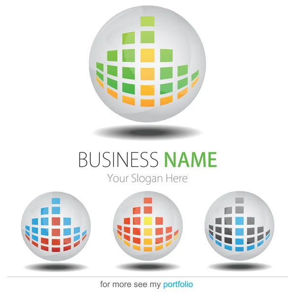 Société (d'affaires) Logo Design, vecteur, cercle, cubes, globe — Image vectorielle