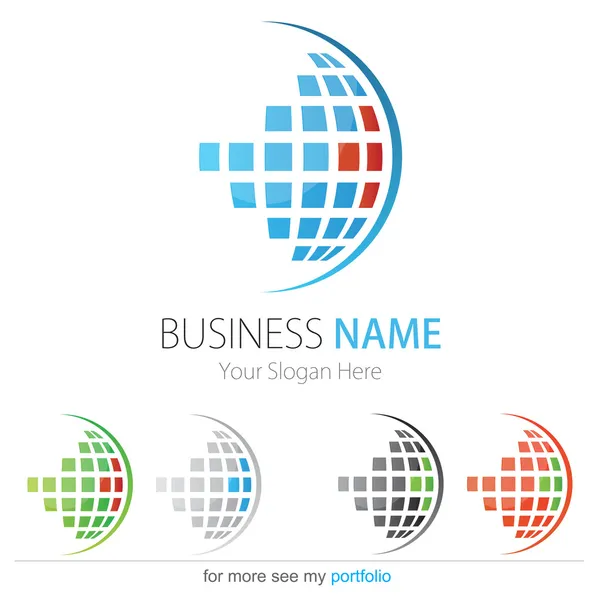 Empresa (Negócios) Logo Design, Vetor, Círculo, Cubos, Globo — Vetor de Stock