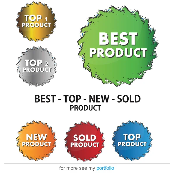 Etykiety - nowe, góry, sprzedane, najlepszy produkt - wektor — Wektor stockowy