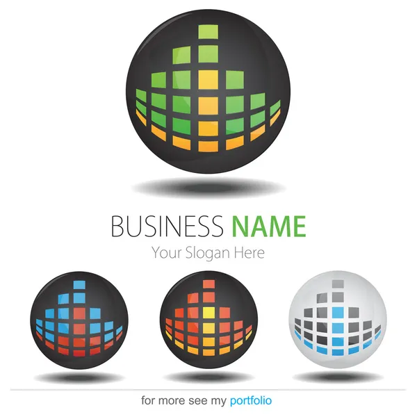 Bedrijf (bedrijfs) logo ontwerp, vector, cirkel, ring, kubussen — Stockvector
