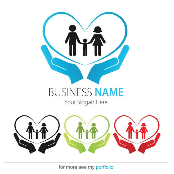 Company (Business) Logo Design, Vector, Heart, Peoples, Family — Stock Vector