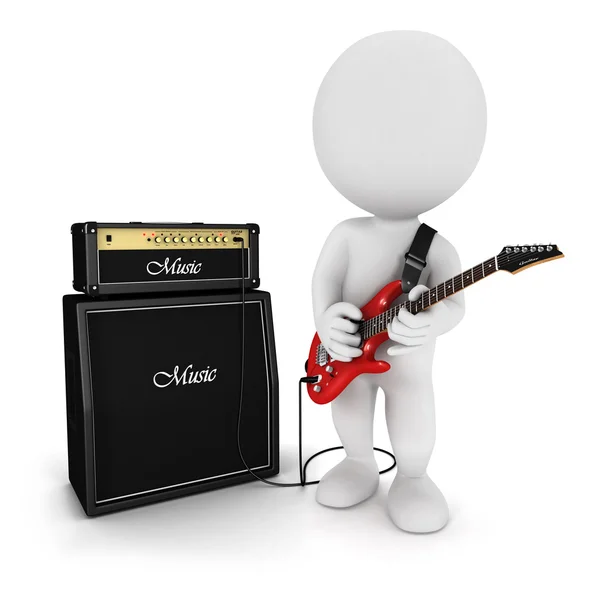 3D beyaz oynayan elektro gitar — Stok fotoğraf