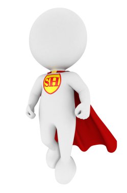 3d white superhero clipart