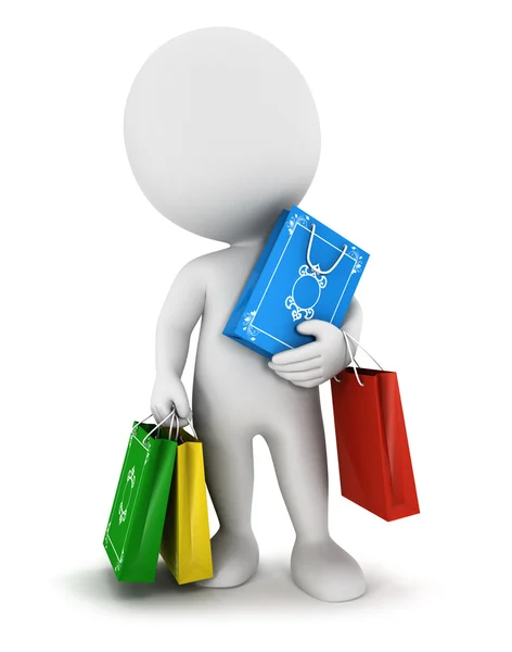 3d branco carrega sacos de compras — Fotografia de Stock
