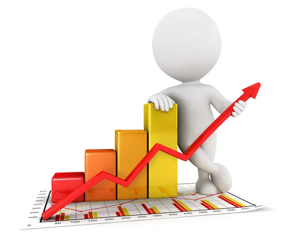 Gráfico estadístico de negocio blanco 3d —  Fotos de Stock