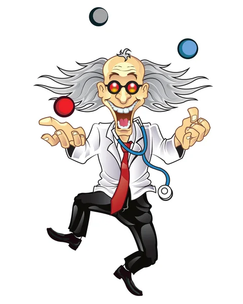 Lustiger Arzt jongliert mit Ball — Stockvektor