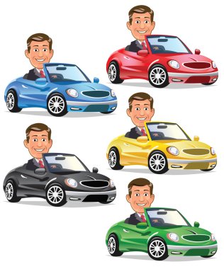 Man Driving Convertible clipart