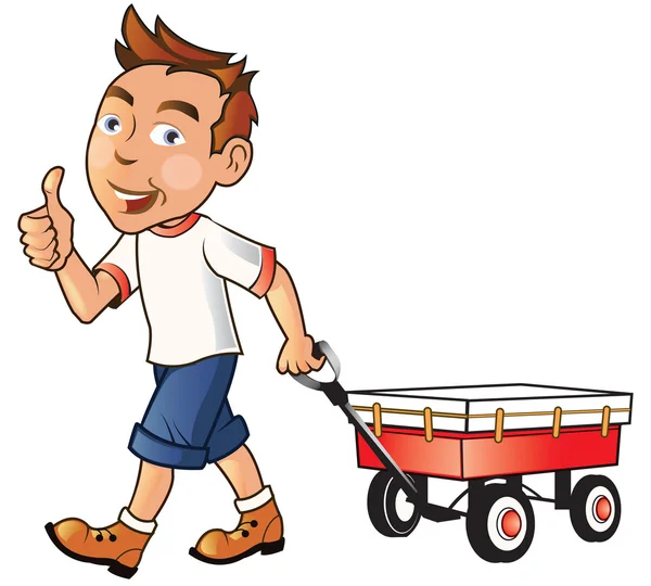 Pojke med vagn — Stock vektor