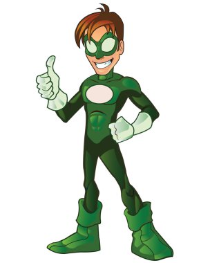 Green Super Boy Hero clipart
