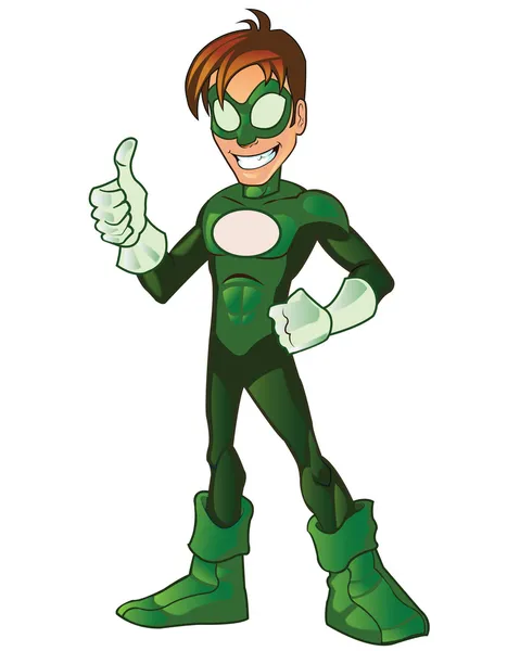 Green Super Boy Hero — Stock Vector