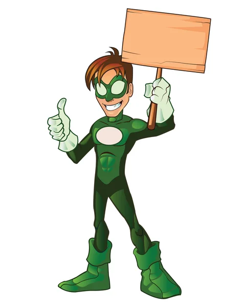 Groene super jongen held — Stockfoto