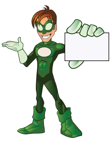 绿色超级男孩英雄 — 图库矢量图片