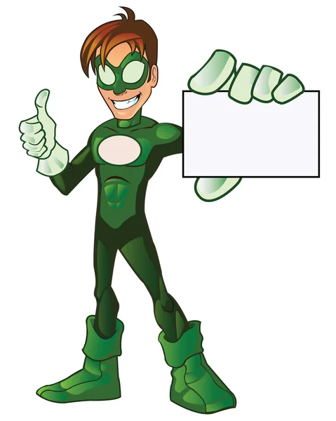 Groene super jongen held — Stockvector