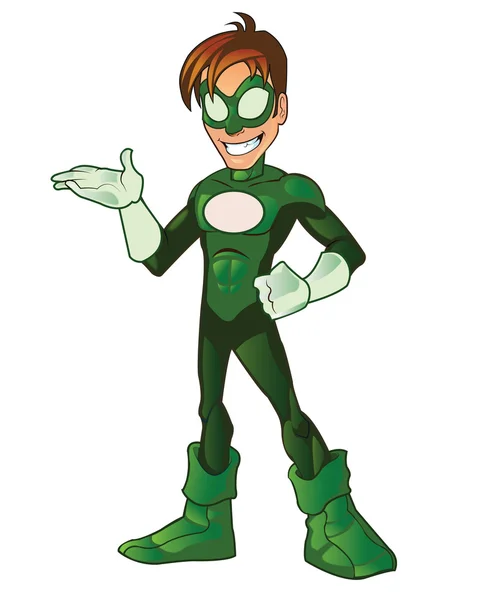 Zelený super kluk hrdina — Stockový vektor