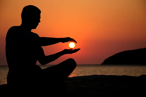 stock image Silhouette of an young man