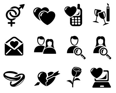 Love and dating icons clipart