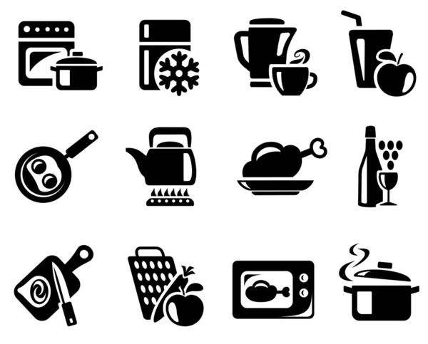 Keuken en koken pictogrammen — Stockvector