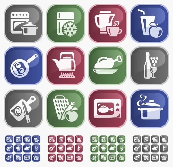 Kitchen and cooking buttons — Stock Vector