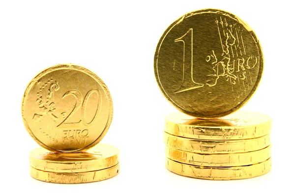 Euro coins on white — Stock Photo, Image