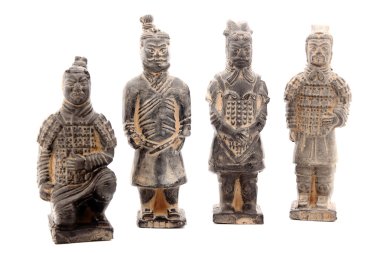 Ancient terracotta sculptures of Chinese warriors clipart